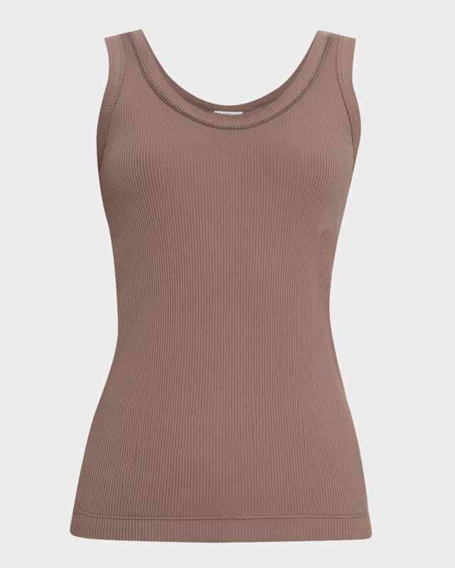 Monili Scoop-Neck Cotton Rib Tank Top